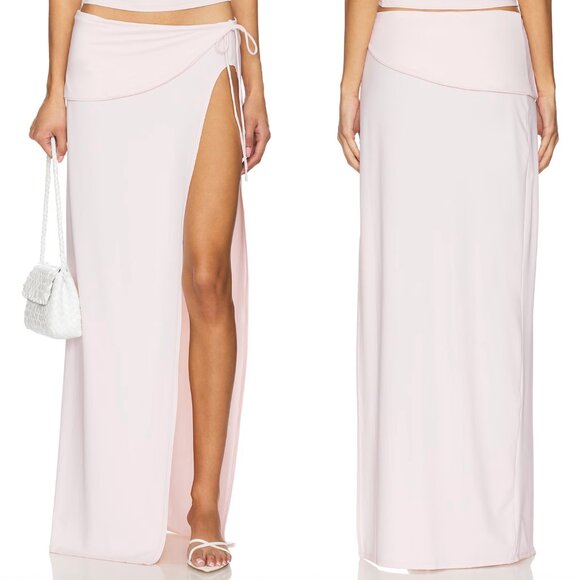 LIONESS Juliette Maxi Skirt in Blush Light Pink Slit Small S - Picture 1 of 2